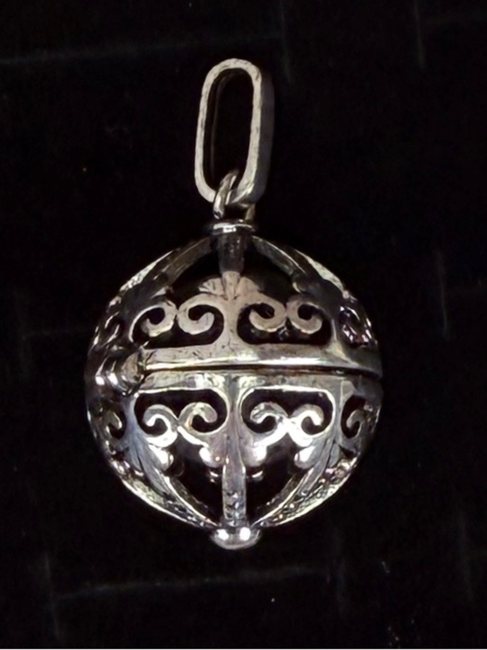 Silvertone Charm Black Stone Pendant + free 16” cord necklace